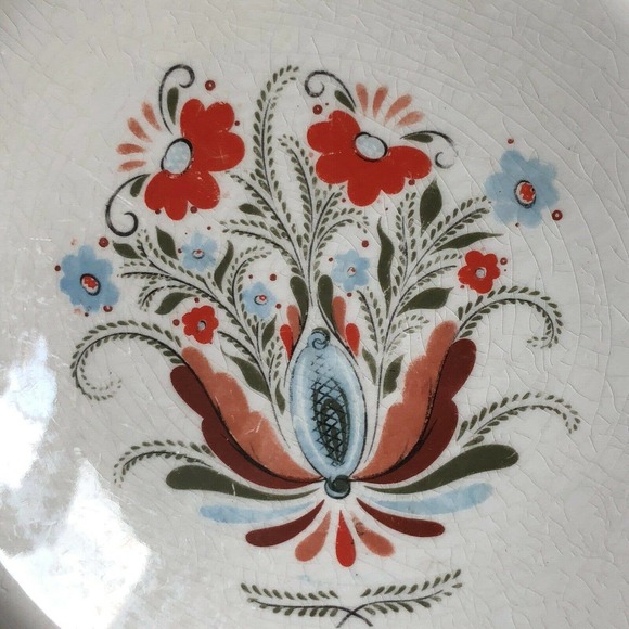 Set of 2 Johnson Brothers Berggren 8" Plates Folk Art Flowers Swedish Design - Picture 11 of 12